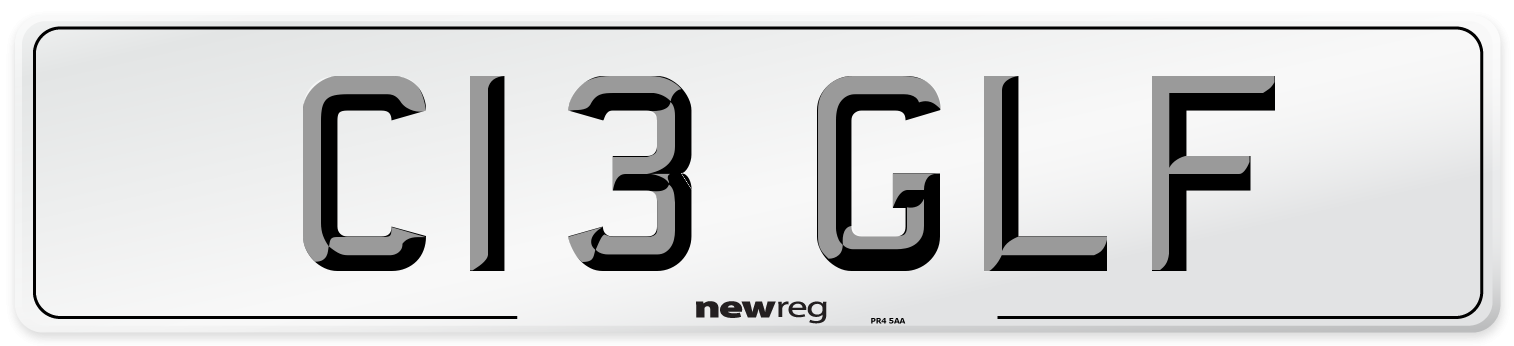 C13 GLF Number Plate from New Reg